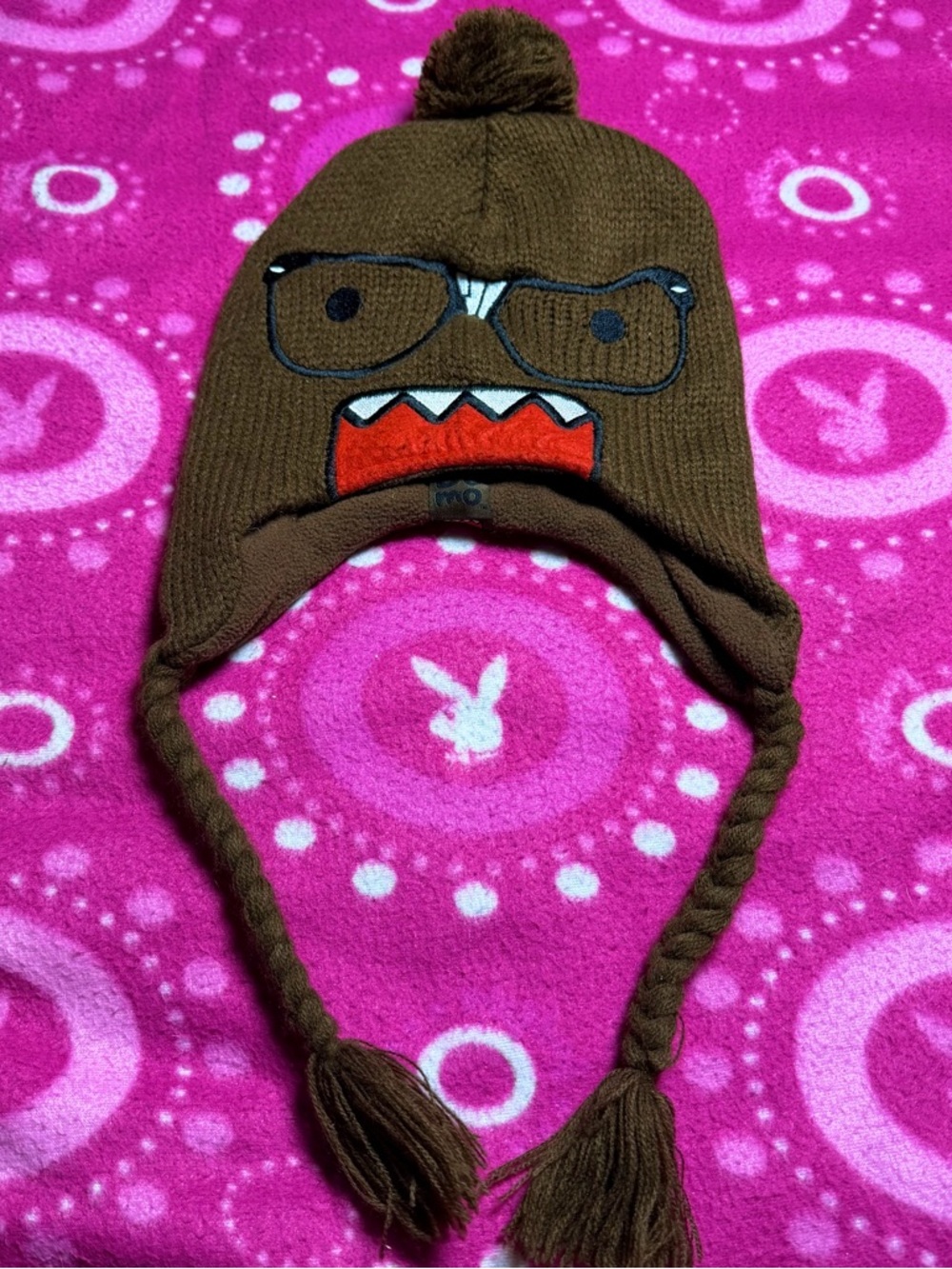 Domo Pom Pom Braided Frindge Beanie